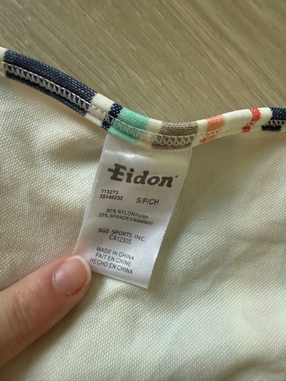 Sidon Stripped bikini swim suit navy white red teal peach and grey
